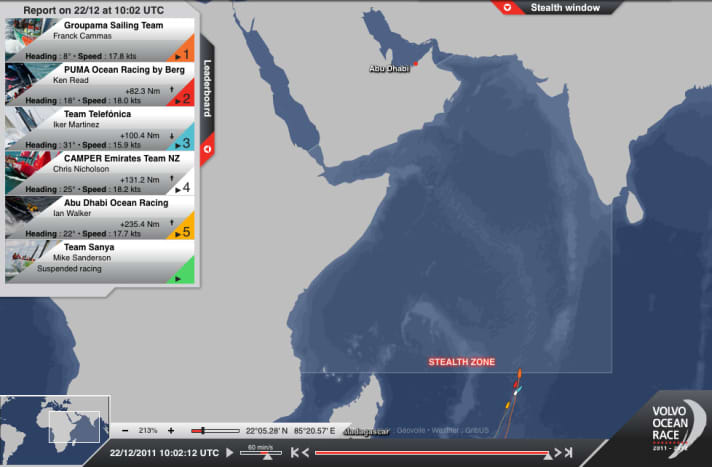   Groupama reaches the stealth zone at 10.00 UTC, 11.00 German time