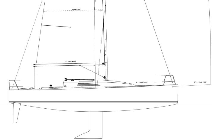   The SH variant: double rudder blades, tiller steering, vertically sloping stern