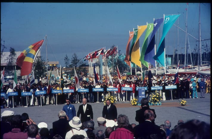   La cérémonie d'ouverture de la régate olympique de Kiel en 1972