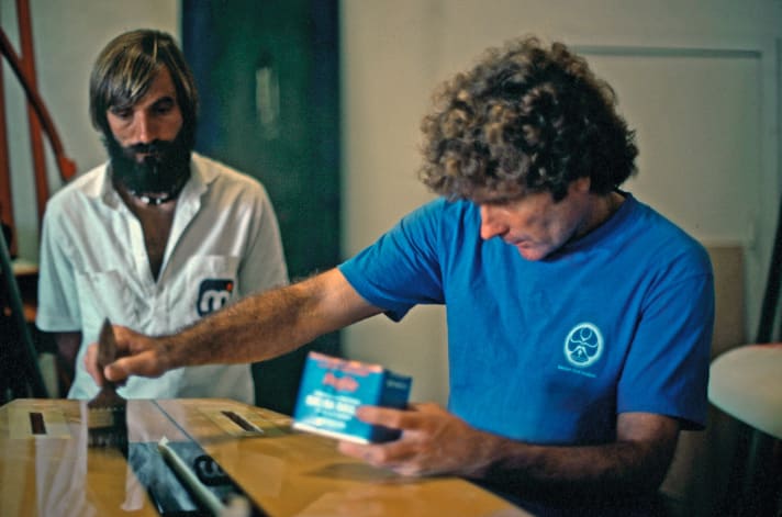In the Naish workshop on Oahu, legendary boards such as the Kailua and Naish were created under the tiller of Rick Naish (pictured) and Harold Iggy.
