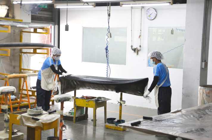 When building Inside Out, the individual layers are applied to the core in stages