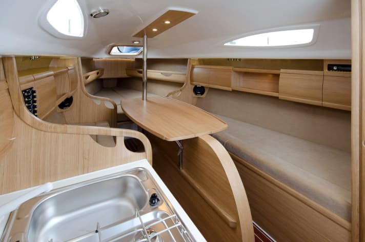   Below deck, the Deltania 25 Design offers an extensive extension