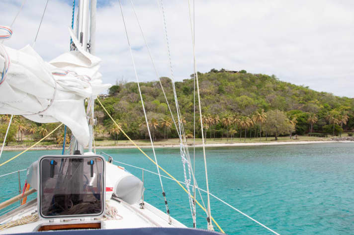   Anchored close to the coast. Beautiful, but dangerous