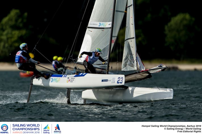   Verpassten den Einzug ins Medaillenrennen unglücklich: die Kieler Nacra-17-Crew Kohlhoff/Stuhlemmer