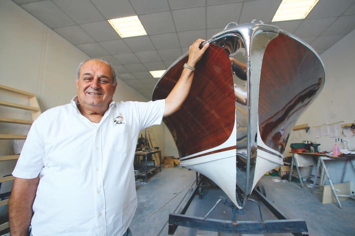 Visiting a powerboat legend: Tullio Abbate.
