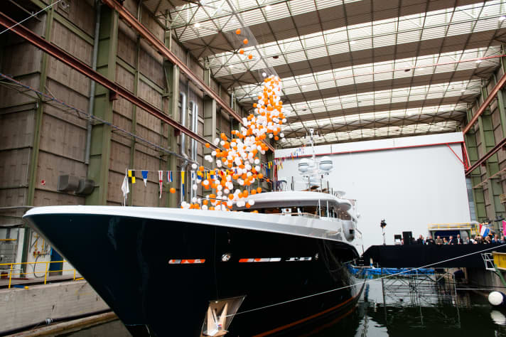 "Engelberg": The christening of the second Limited Edition 180 from Amels was celebrated with the owner and shipyard workers. | t.