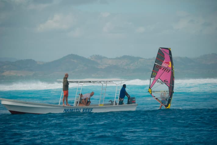 Better on board than aboard - rocking the boat is not Robby's domain.