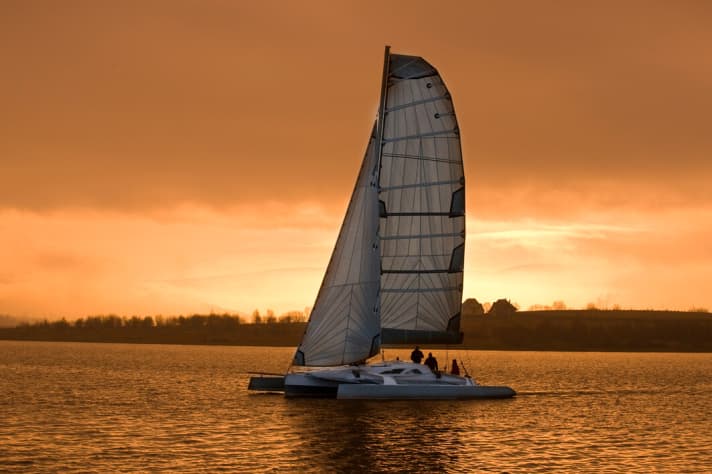   The fat-headed main provides pressure even in light winds: TNT 34 on its maiden voyage