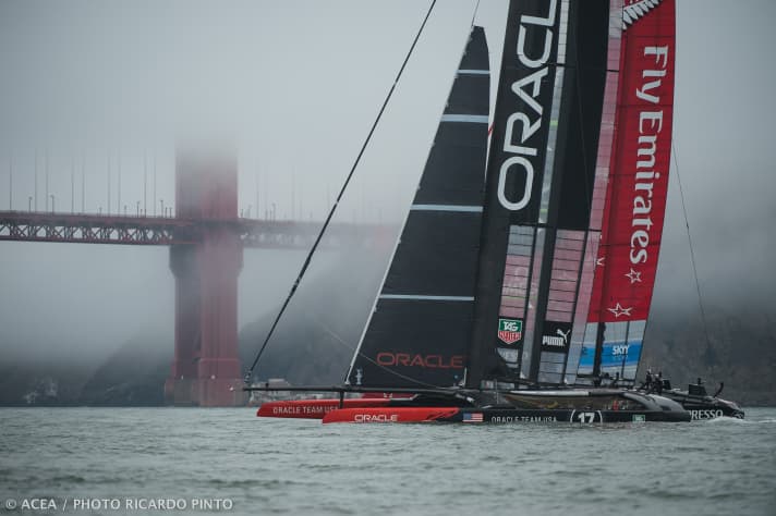  Between the Golden Gate Bridge and Alcatraz, sailing conditions off San Francisco are the best they've been for months: fog and flat winds shatter New Zealand's Cup dreams