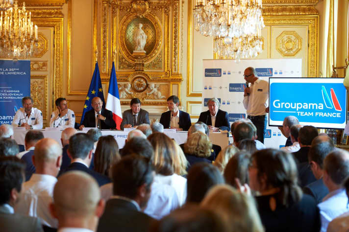   Full house for the Groupama Team France press conference in Paris: the French sailing nation is on fire for the Cup project