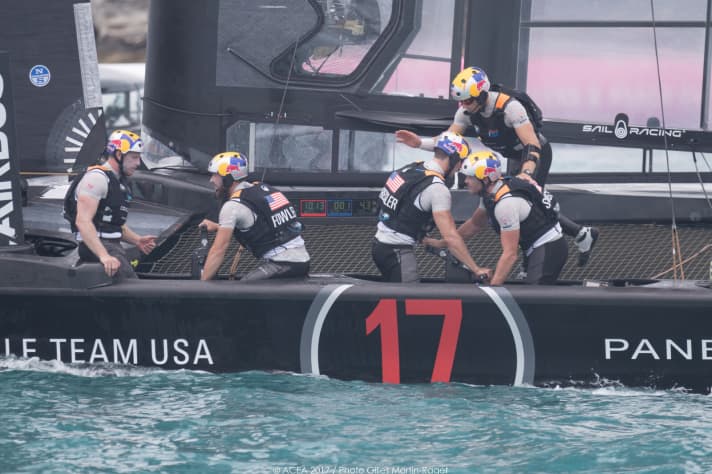   Congratulated each of his fellow sailors personally: Jimmy Spithill after the first winning point for Oracle Team USA