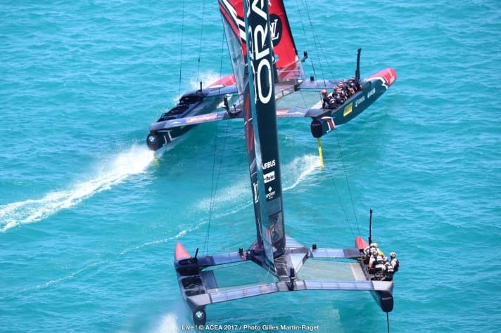   Das Emirates Team New Zealand spielt "Catch me, if you can". Aber die Titelverteidiger können die Kiwis nicht einfangen