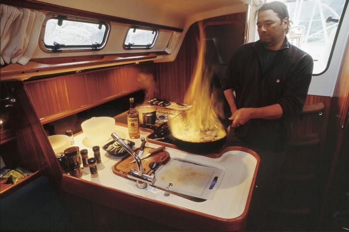   There is a high risk of fire in the narrow pantry with its low ceiling and open gas flames - it is not uncommon for the curtains to catch fire