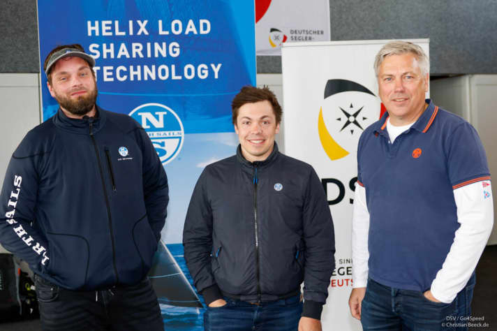   Gli istruttori Go4Speed di questo fine settimana (da sinistra): Stefan Matschuck (Amministratore delegato North Sails), Sebastian Block (Service Sailmaker North Sails) e Bertil Balser (Presidente RVS, North Sails).