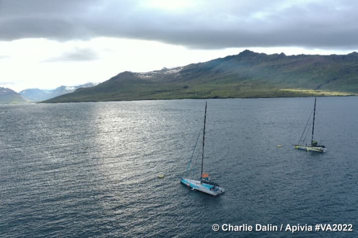   Beautiful sheltered bay for the first boats at the finish. The photo was taken by Vendée Arcique winner and "Apivia" skipper Charlie Dalin