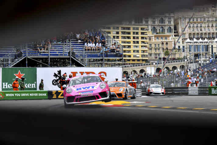 Michael Ammermüller vor Mikkel Overgaard Pedersen, Porsche Mobil 1 Supercup, Monaco 2019