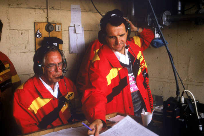 Le Mans 1988- Peter Falk (links) und Prof. Helmut Flegl (rechts)