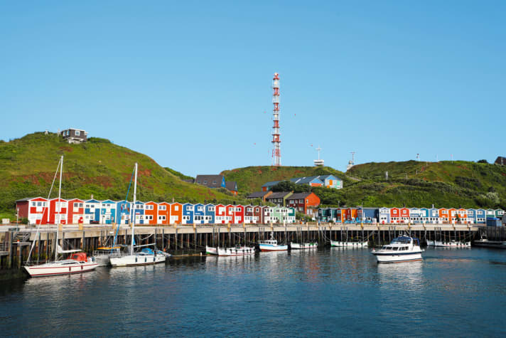 Lobster shacks at the Helgoland inland harbour