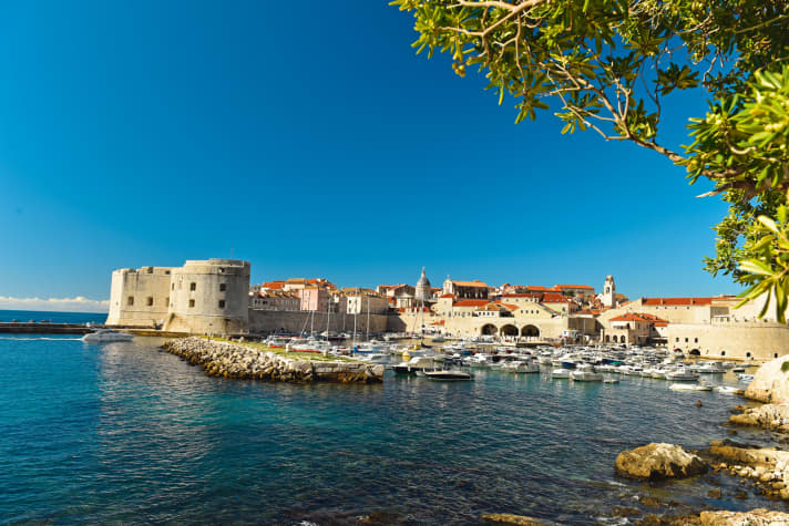 The old town harbour of Dubrovnik is located in the historic centre