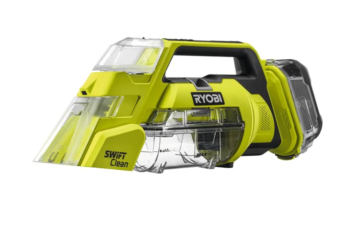 Cordless textile cleaner from the tool manufacturer Ryobi. The device works like a wet vacuum cleaner