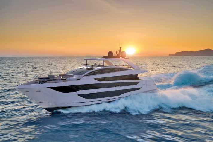 Pearl presents the 82 for the first time. Once again designed by the duo Bill Dixon (exterior) and Kelly Hoppen (interior), again with a forward main deck suite.