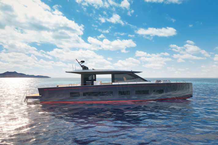 Nautor exhibits the Swan 88 and the 75-foot Arrow from the growing motor division. The concave moulds were developed by Jarkko Jämsén.