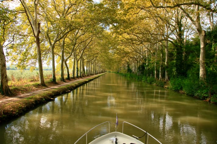   Travelling by charter boat on the Canal du Midi.