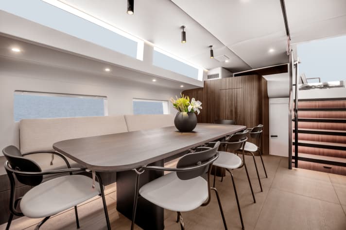 Élégance discrète dans le salon : pour l'aménagement intérieur, Norm Architects de Copenhague et Design Unlimited de Lymington ont coopéré.