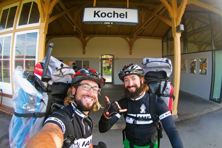 The Stecher brothers happily reach their destination.