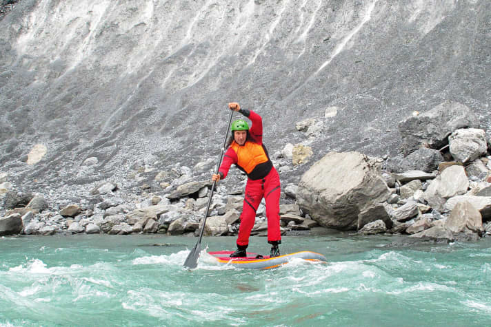 SUP editor-in-chief Steve Chismar test-driving the Supskin Diabolo drysuit