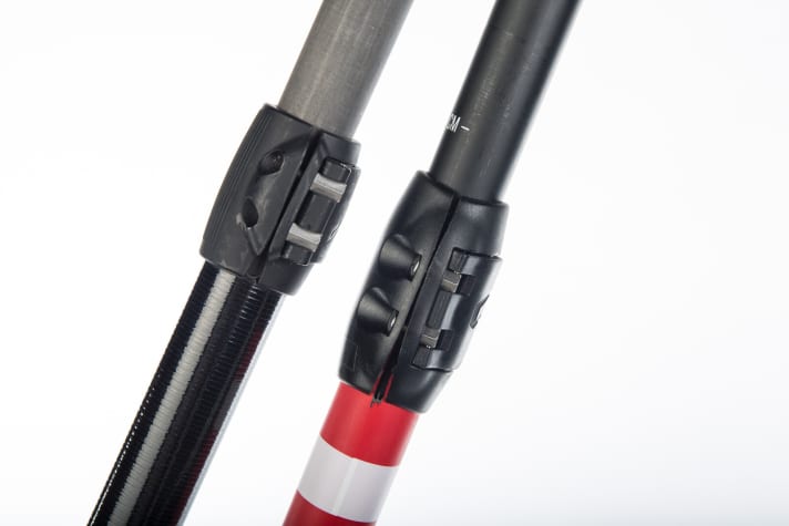 Sharp & supple: The clamping systems have different "hand-flattering" designs. You're unlikely to seriously injure yourself and you'll generally rarely reach for it. But the rounded version (Fanatic, right) is more comfortable to grip than the more angular fastener from JP-Australia.