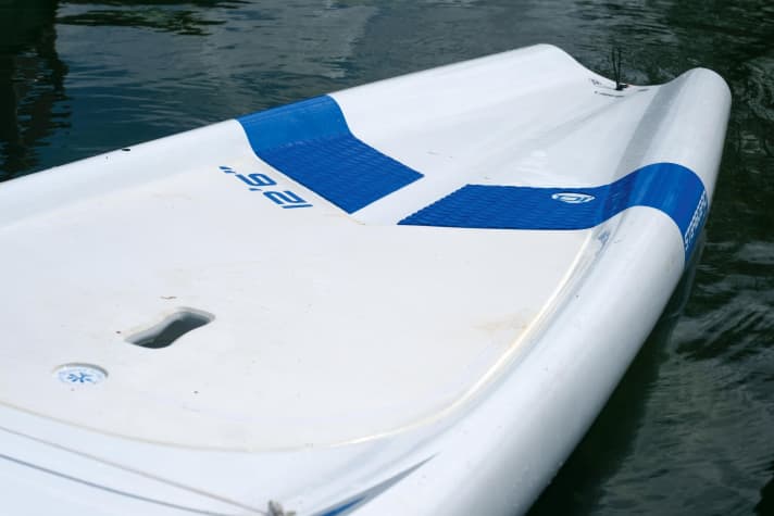The recess in the tail allows the driver to stand low and secure and there is still enough space for luggage.