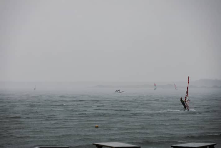 Mixed weather with many fronts caused problems for the race committee.