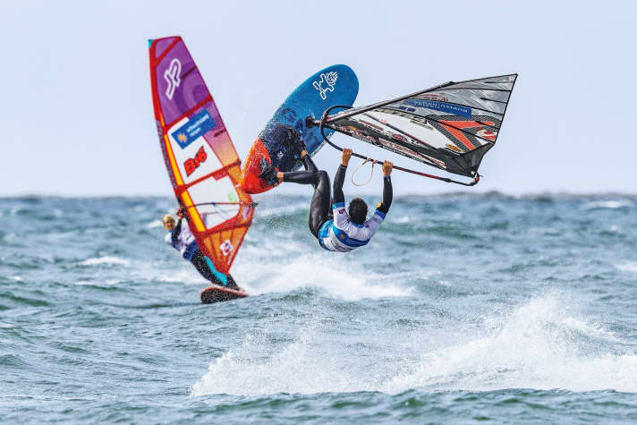 Competitors on the water, friends on land: Yentel (left) and Lennart (right)