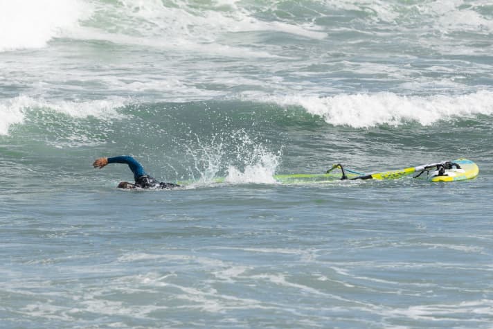 If the material is lying across the wave in the water, it is better to take flight.