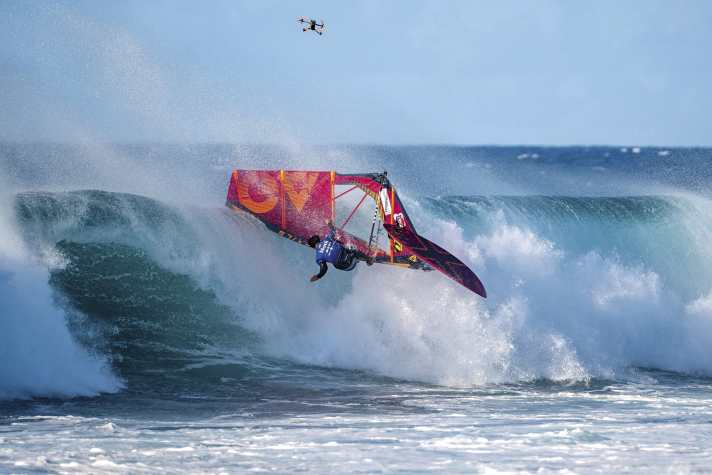 Part of the game: powerful exits are part of the game in the powerful Pacific waves.