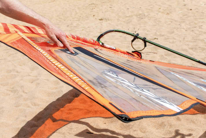 The leech (pictured right) should have creases - less in light winds, more in strong winds
