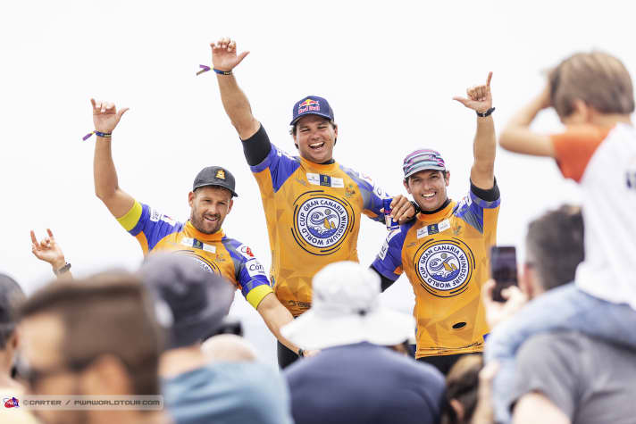 Top 3 at the PWA World Cup in Pozo: 1st Köster, 2nd Fernandez, 3rd Campello