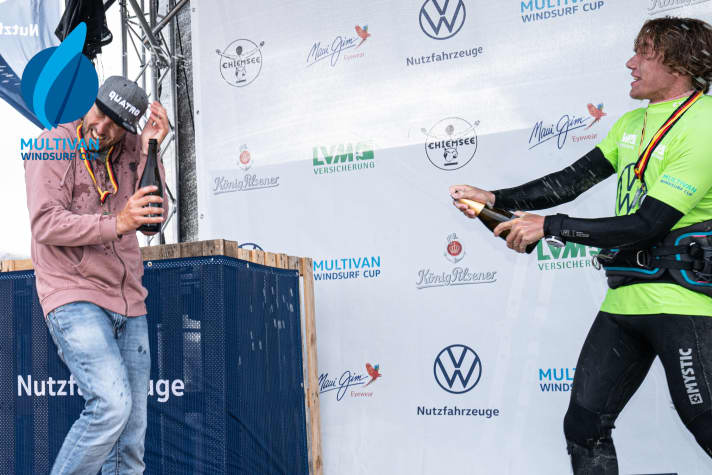 Champagne shower at the award ceremony