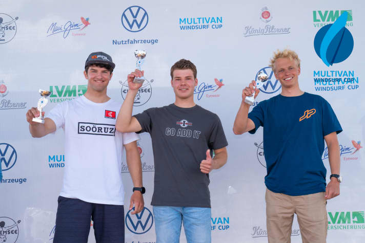 The top 3 in the U19 classification at the Multivan Windsurf Cup