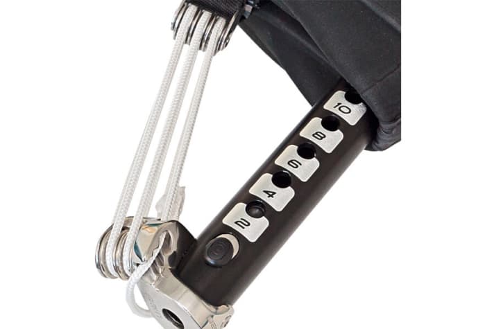 The rope runs through the extension with minimal frictional losses when neatly threaded.