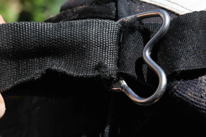 Chafed webbing on the harness