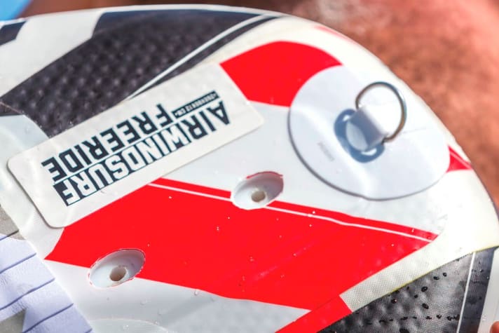 The fin box sits firmly in the board - a basic requirement for riding large fins.