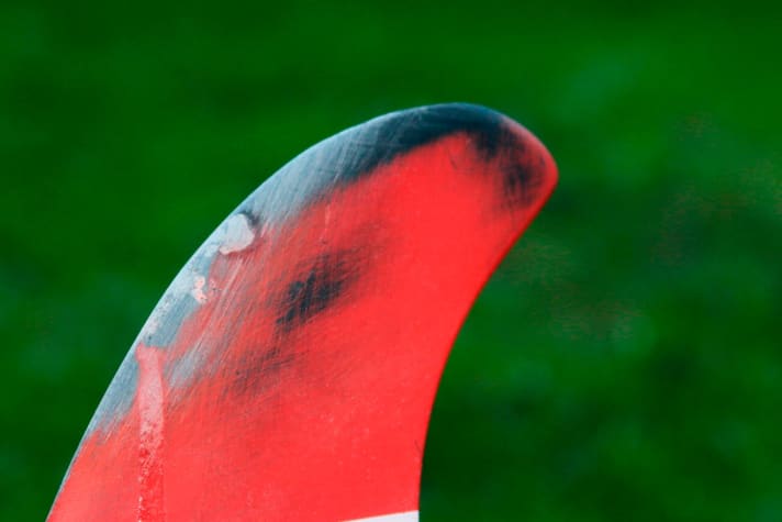   After grinding, the fin is fit again.