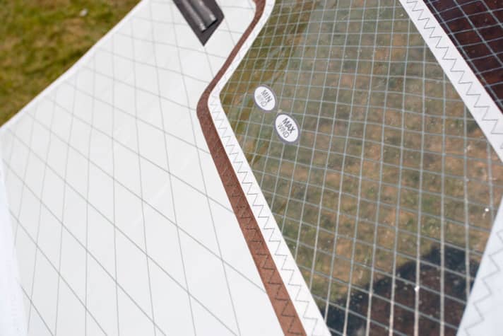   Trim points in the sail are designed to facilitate the luff trim on North Sails and Gun Sails.