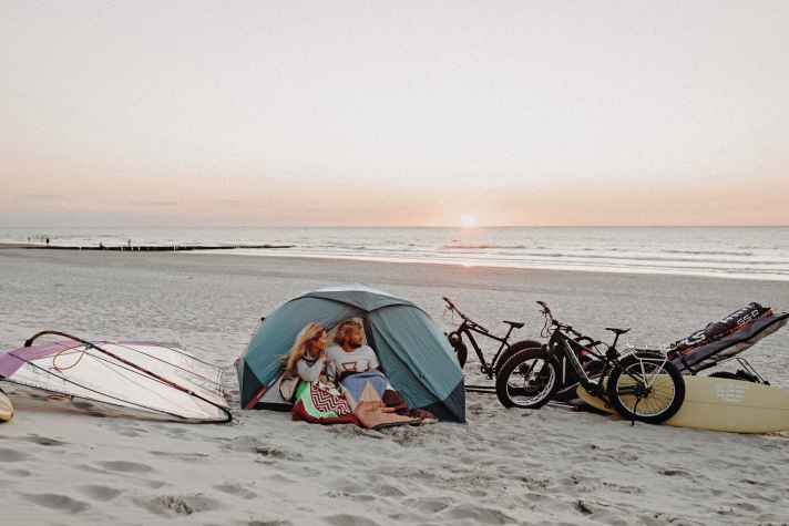 Idyllic camping on the beach