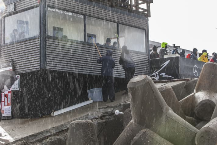 The judging container at the northern end of the promenade - good visibility is important