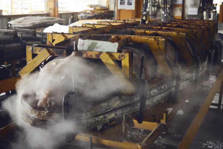 Board building is not just precision work. Foaming the EPS cores looks more like heavy industry