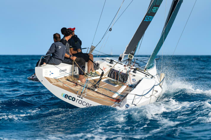 European Yacht of the Year 2023, Sailing the nominated ECO RACER 25 Matteo Polli Design. Ludovic FRUCHAUD IMACIS Yachting photographer.
