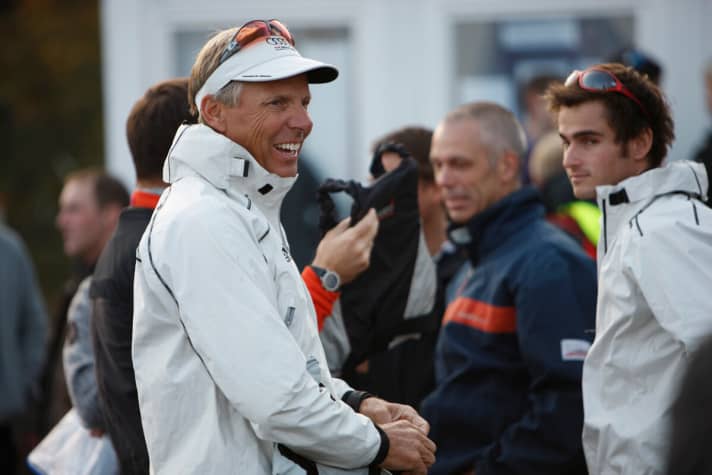   Jochen Schümann in action as coach